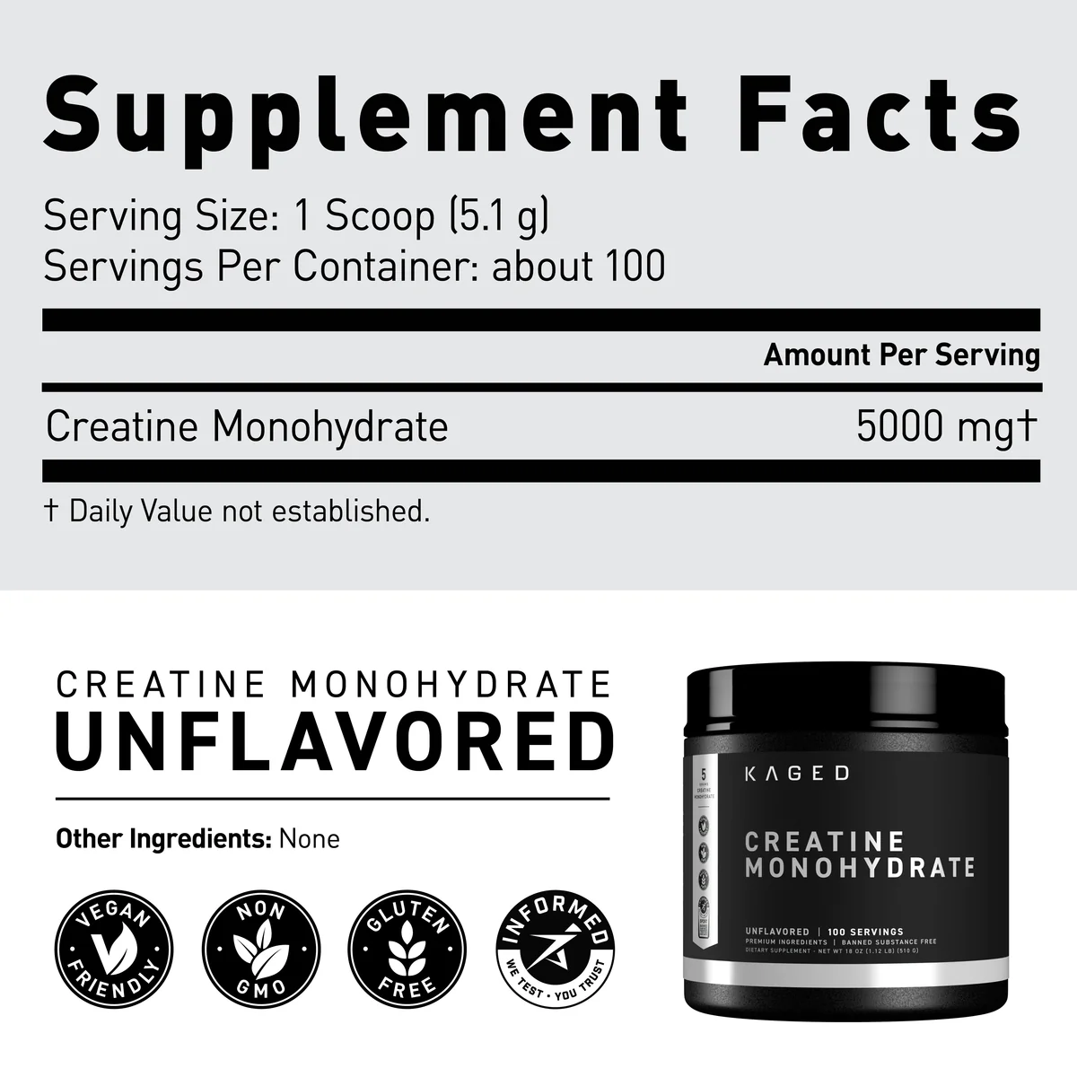 Creatine-Monohydrate-100-Servings-By-Kaged-Supplement-Facts