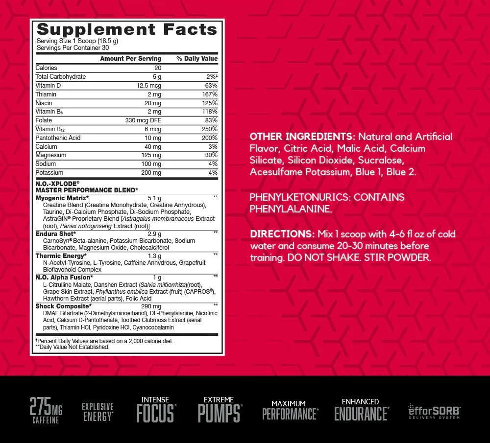 No-Xplode-Pre-Workout-30-Servings-By-BSN-Nutrition-Facts